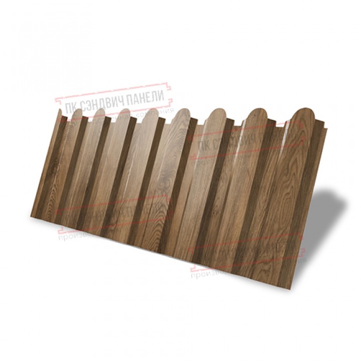 Профнастил фигурный С20 - 0,45 Окрас - Б, PT-Двухсторонний Elite с пленкой Antique Wood