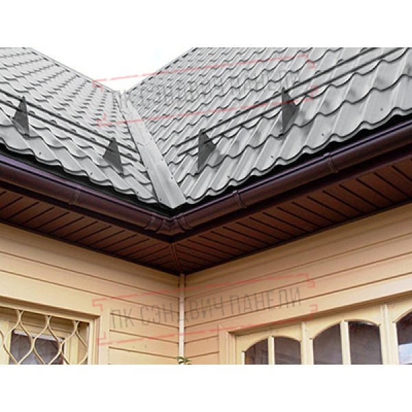 Планка ендовы верхняя простая 145х145х2000 Полиэстер Ral7004-0.45