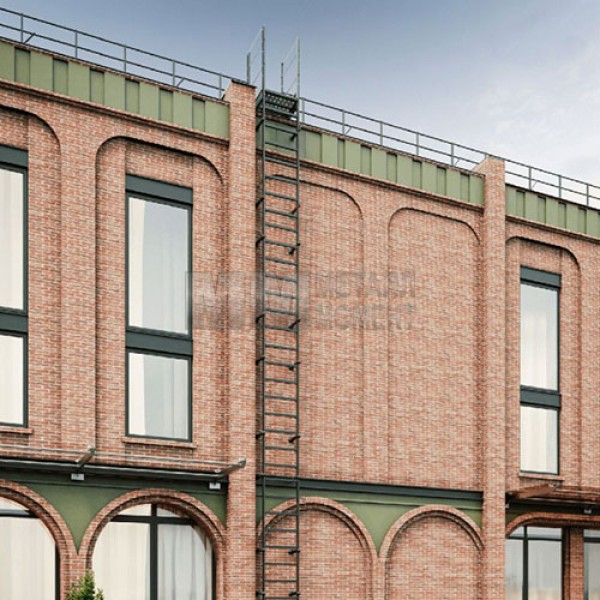 Пожарная лестница вертикальная с площадкой П1-1 ОЦ 800х800 L-5600 ГОСТ 53254-2009 Пожарная лестница вертикальная с площадкой П1-1 ОЦ 800х800 L-5600 ГОСТ 53254-2009