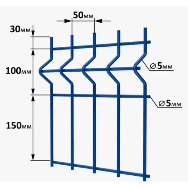 Сетка сварная 3D 1,53x2,5 м, ячейка 50x200x3 мм, 4Р. Сетка сварная 3D 1,53x2,5 м, ячейка 50x200x3 мм, 4Р.