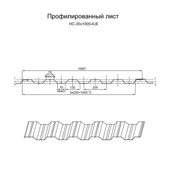 Профилированный лист НС35-1000 Оцинкованный-0.55