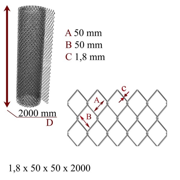 Сетка рабица цинк с ППК RAL, 1,5x15 м., ячейка 55x55 мм., с диаметром проволоки x2,5 мм. Сетка рабица цинк с ППК RAL, 1,5x15 м., ячейка 55x55 мм., с диаметром проволоки x2,5 мм.