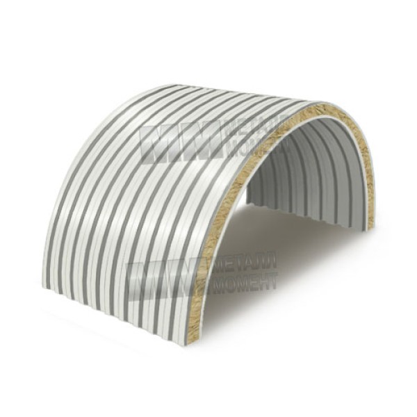 Mineral paxtadan arkali sendvich panellar, 0.5/0.5, eni 1000 mm, qalinligi 100 mm, RAL9003