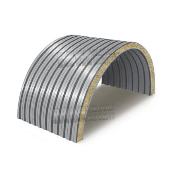 Mineral paxtadan arkali sendvich panellar, 0.5/0.5, eni 1000 mm, qalinligi 100 mm, RAL7004