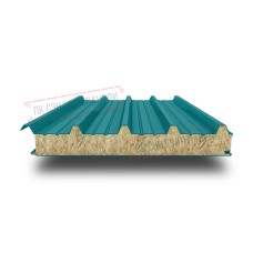 Кровельные сэндвич панели с минватой 100 RAL 5021 бирюзовый.