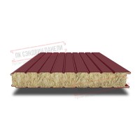 Стеновые сэндвич панели с минватой 120 ral 3005 темно-красный
