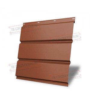 Софит металлический без перфорации 0,5 Satin с пленкой RAL 8004 терракота