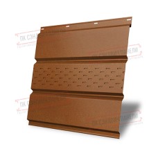 Софит металлический центральная перфорация 0,5 Quarzit с пленкой Cuprum Steel