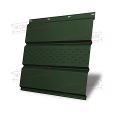 Софит металлический центральная перфорация 0,5 GreenCoat Pural BT с пленкой RR 11 темно-зеленый (RAL 6020 хромовая зелень)