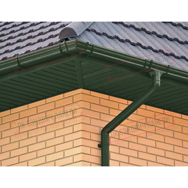 Markaziy perforatsiyalangan metall sofit 0,5 GreenCoat Pural BT plyonka bilan RR 11 to'q-yashil (RAL 6020 xromli yashil)