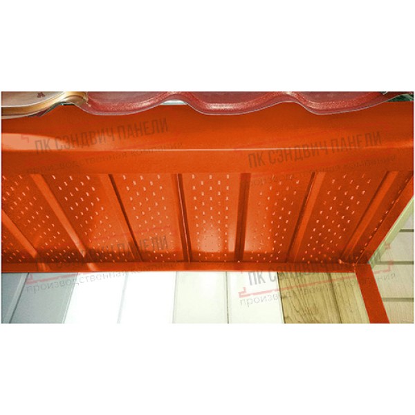 To'liq perforatsiyalangan metall sofit 0,45 PE plyonka bilan RAL 2004 sabzi rang