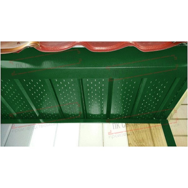 To'liq perforatsiyalangan metall sofit 0,45 PE plyonka bilan RAL 6002 yashil