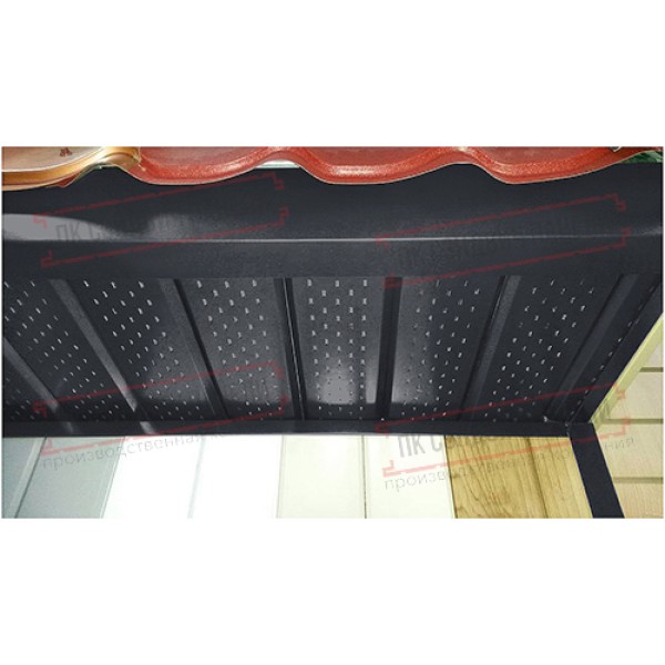 To'liq perforatsiyalangan metall sofit 0,5 PurLite Мatt plyonka bilan RAL 7024 to'q  kulrang