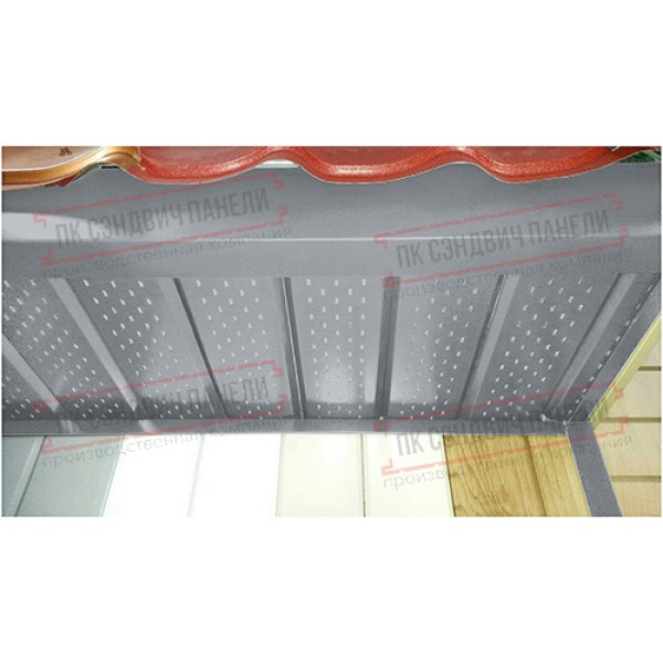 To'liq perforatsiyalangan metall sofit 0,5 GreenCoat Pural matt plyonka bilan RR 21 och-kulrang (RAL 7040 серое окно)