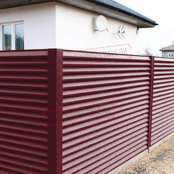 Устунга бурчакли декоратив қоплама жалюзи Milan, Tokyo 0,5 Satin плёнкали RAL 3005 қизил вино