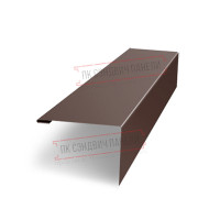 Нащельник (для калиток и ворот) 25х35 жалюзи Milan, Tokyo, Palermo 0,45 Drap TwinColor RAL 8017 шоколад (L1,68)