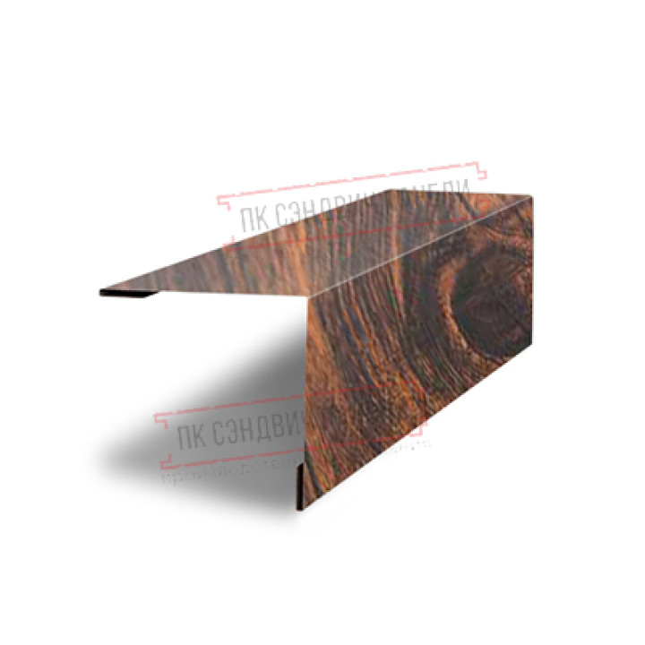 Планка завершающая 50х50 жалюзи Milan 0,45 Print Elite Chestnut Wood (обратная сторона серая)
