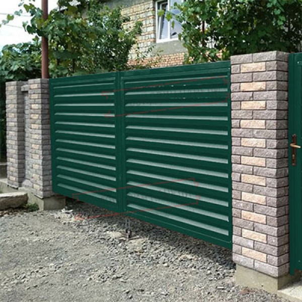 Жалюзи дарвоза 1,68х3,6 RAL 6005 тўлдирувчисиз