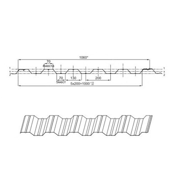 Profnastil NS35PG-0.7, Eni-1100, Poliester RAL1014