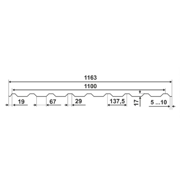 Profnastil rangli S17PG-1090-0.55 m2 uchun narx